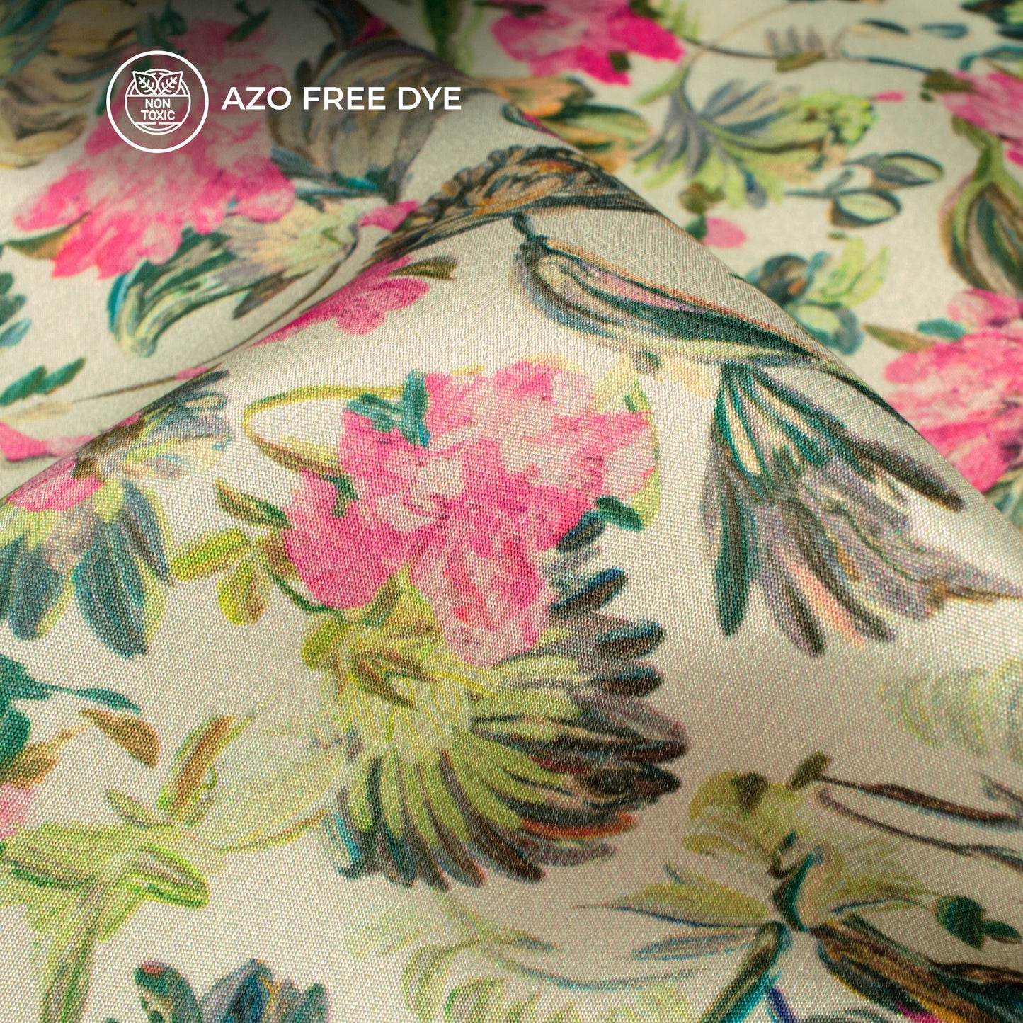 Seamless Bloosom Floral Digital Print Crepe Silk Fabric