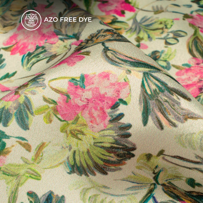 Seamless Bloosom Floral Digital Print Crepe Silk Fabric