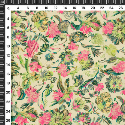 Seamless Bloosom Floral Digital Print Crepe Silk Fabric