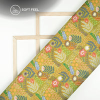 Buy Folk Floral Digital Print Japan Satin Fabric Online - Traditional Print