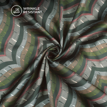 Smart Thread Work Chevron  Digital Print Japan Satin Fabric