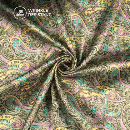Vintage Paisley Digital Print Japan Satin Fabric For Fashion Projects