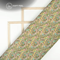 Vintage Paisley Digital Print Japan Satin Fabric For Fashion Projects