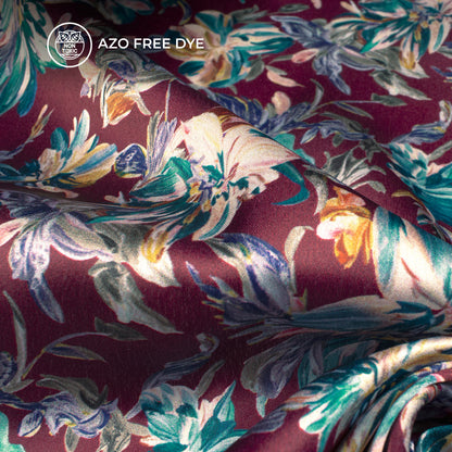 Luxury Floral Digital Print Japan Satin Fabric For Dresses