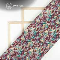 Luxury Floral Digital Print Japan Satin Fabric For Dresses