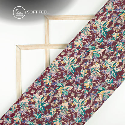 Luxury Floral Digital Print Japan Satin Fabric For Dresses