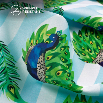 Janmashtami Special Peacock Vibe Digital Print Imported Satin Fabric
