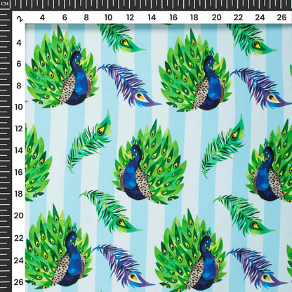 Janmashtami Special Peacock Vibe Digital Print Imported Satin Fabric