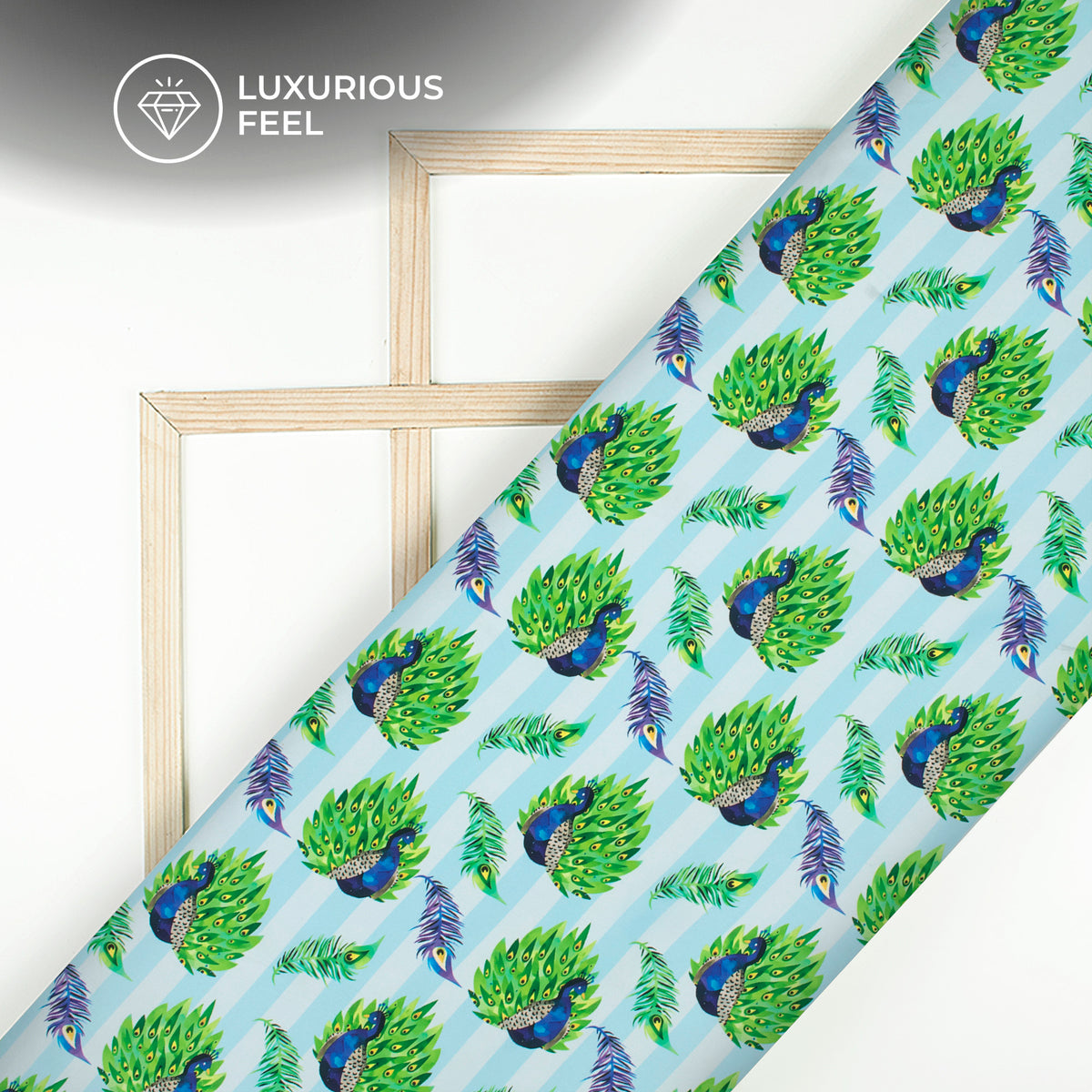Janmashtami Special Peacock Vibe Digital Print Imported Satin Fabric