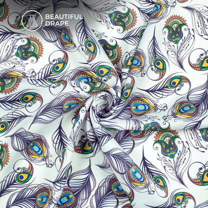 Flute And Feather – Digital Print Imported Satin Fabric