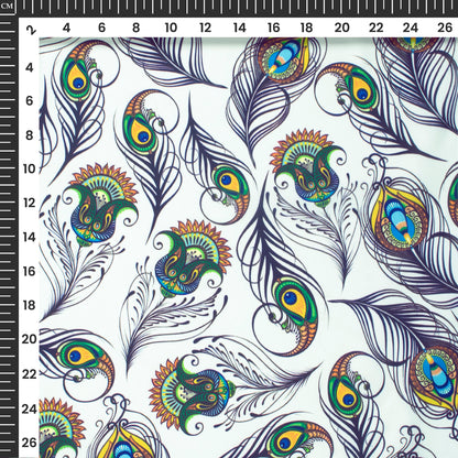 Flute And Feather – Digital Print Imported Satin Fabric