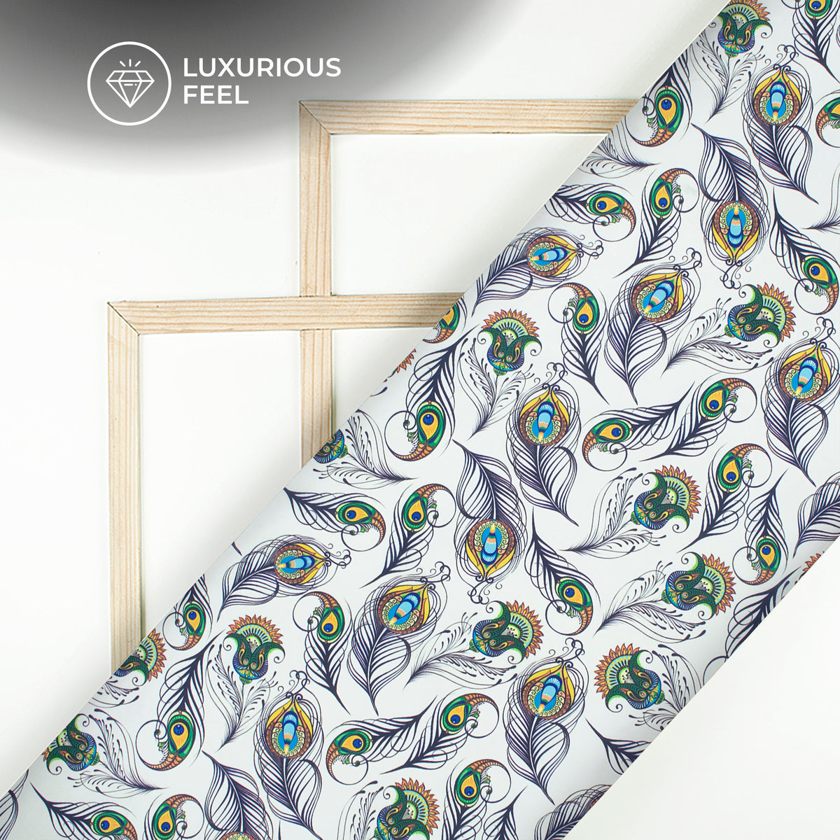 Flute And Feather – Digital Print Imported Satin Fabric