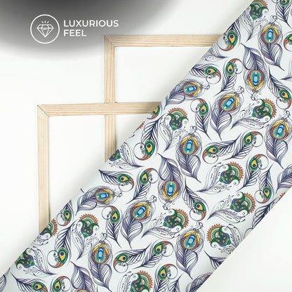 Flute And Feather – Digital Print Imported Satin Fabric