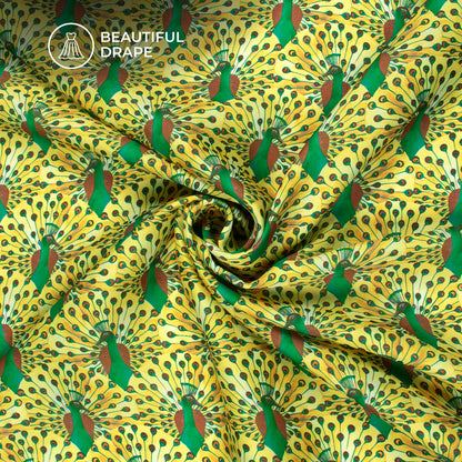 Mor Leela - Digital Print Imported Satin Fabric with Divine Feather Prints
