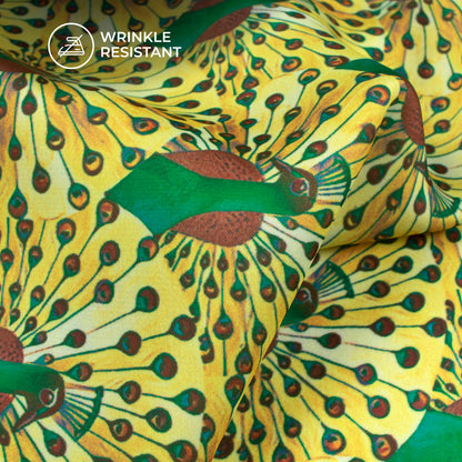 Mor Leela - Digital Print Imported Satin Fabric with Divine Feather Prints