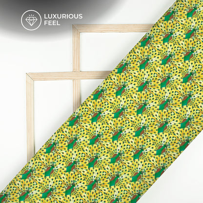 Mor Leela - Digital Print Imported Satin Fabric with Divine Feather Prints