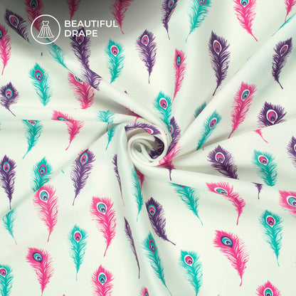 Krishna Feather Digital Print Imported Satin Fabric
