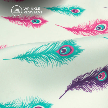 Krishna Feather Digital Print Imported Satin Fabric
