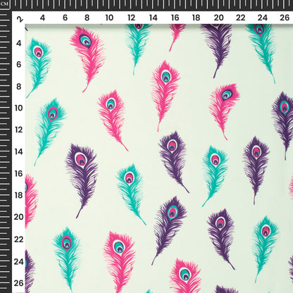 Krishna Feather Digital Print Imported Satin Fabric