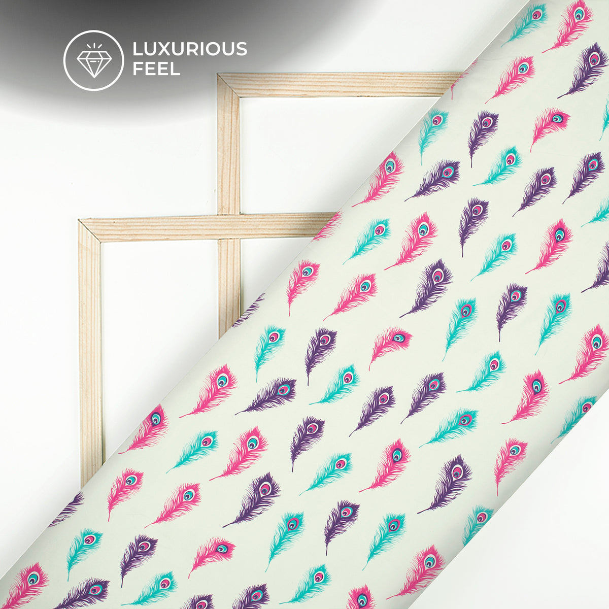 Krishna Feather Digital Print Imported Satin Fabric
