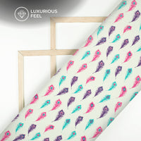 Krishna Feather Digital Print Imported Satin Fabric
