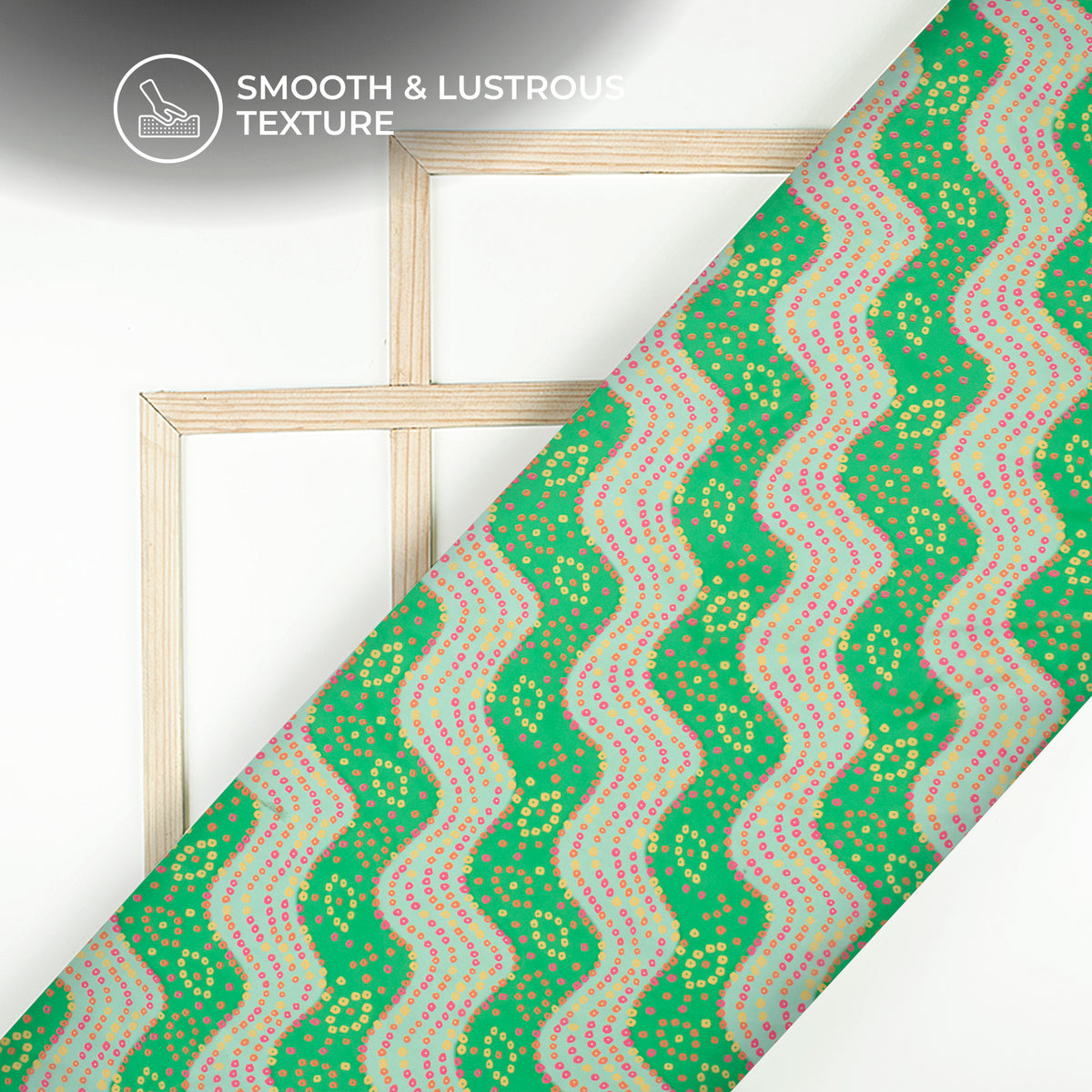 Forest Green Bandhani,Leheriya Digital Print Organza Satin Fabric