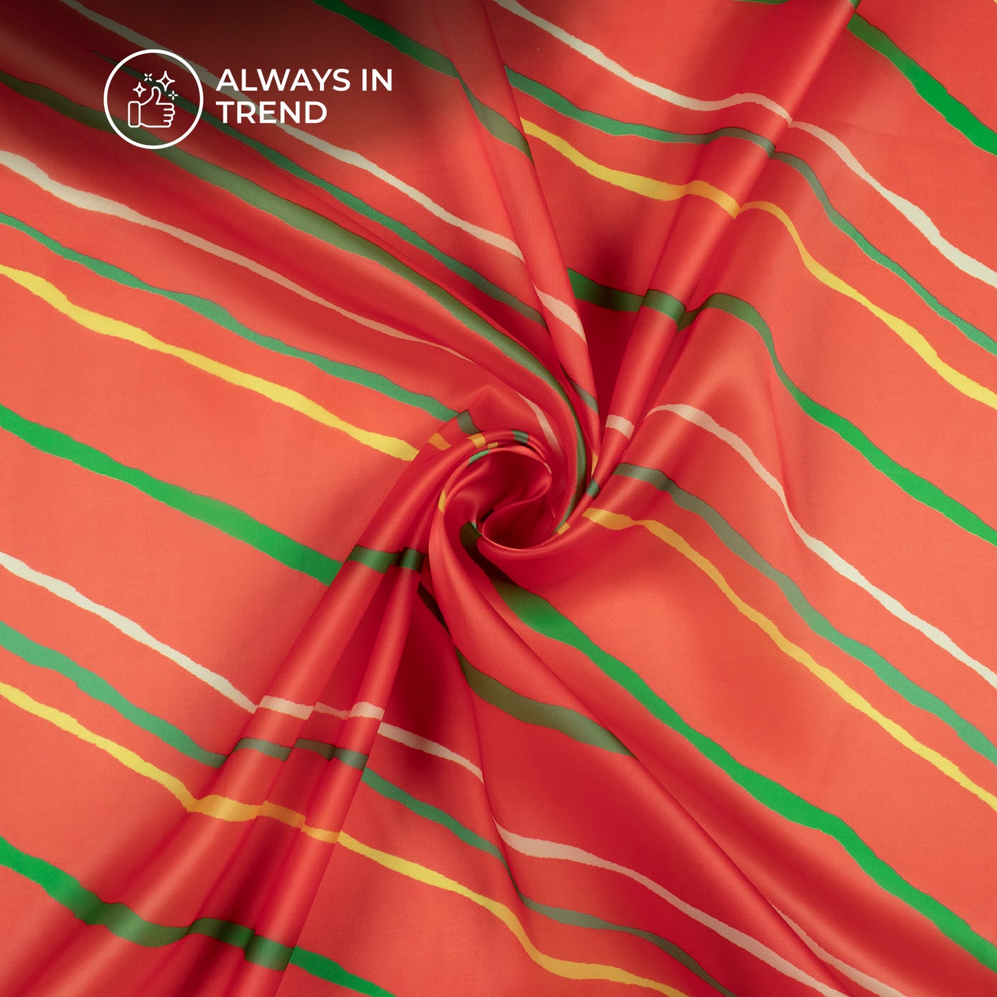 Cherry Red Leheriya Digital Print Organza Satin Fabric