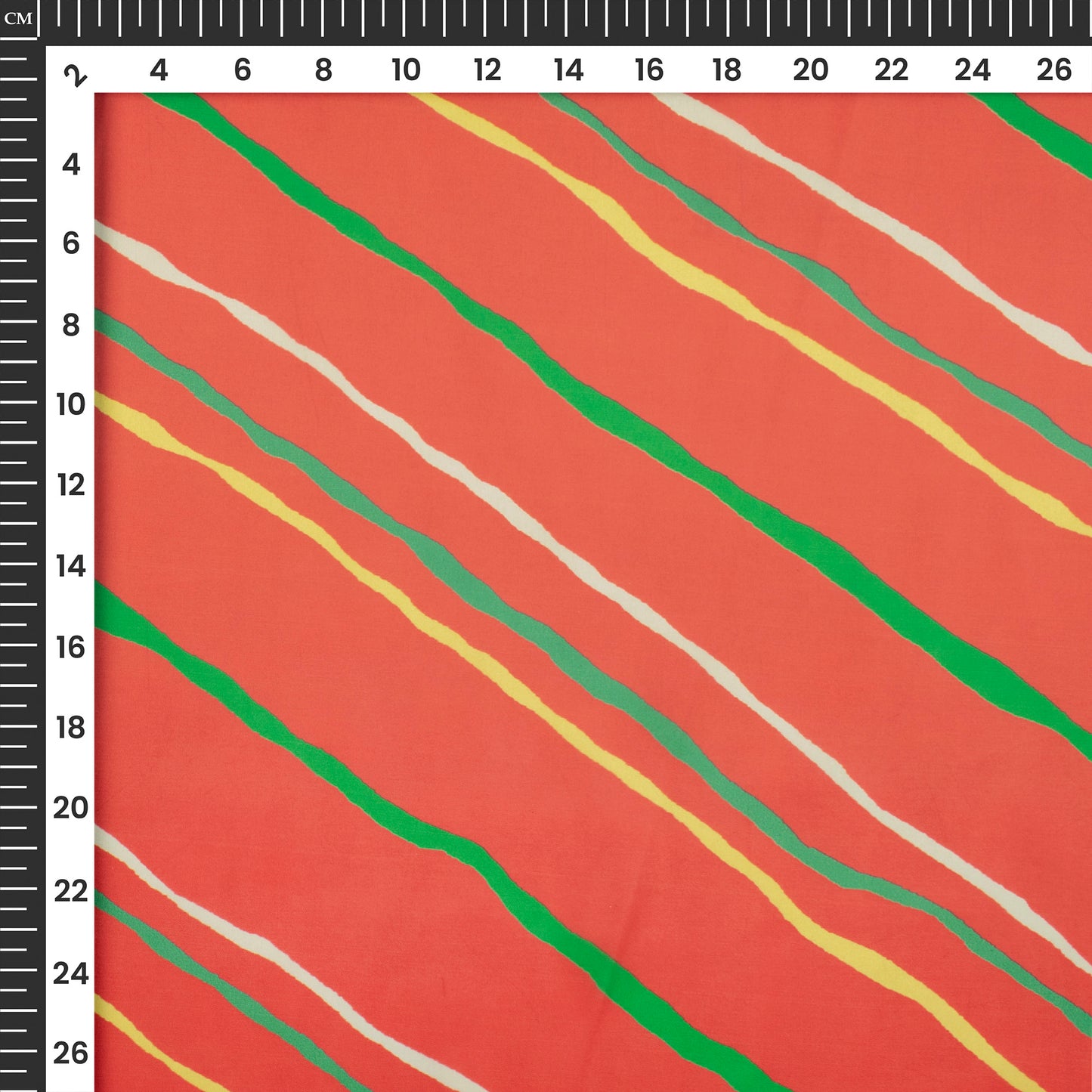 Cherry Red Leheriya Digital Print Organza Satin Fabric