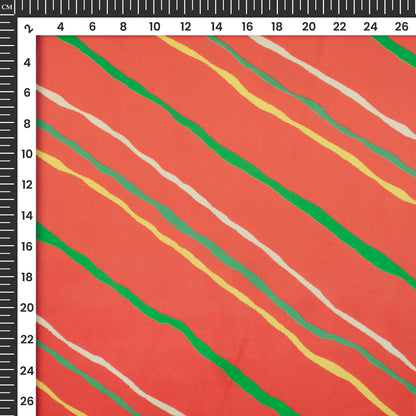 Cherry Red Leheriya Digital Print Organza Satin Fabric