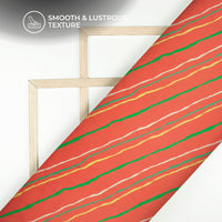 Cherry Red Leheriya Digital Print Organza Satin Fabric