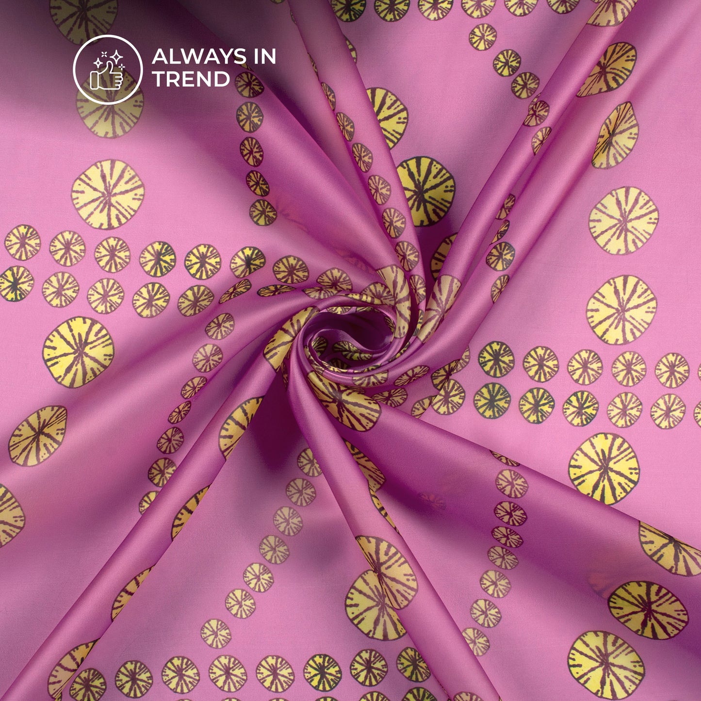 Fuscia Pink Geometric Digital Print Organza Satin Fabric