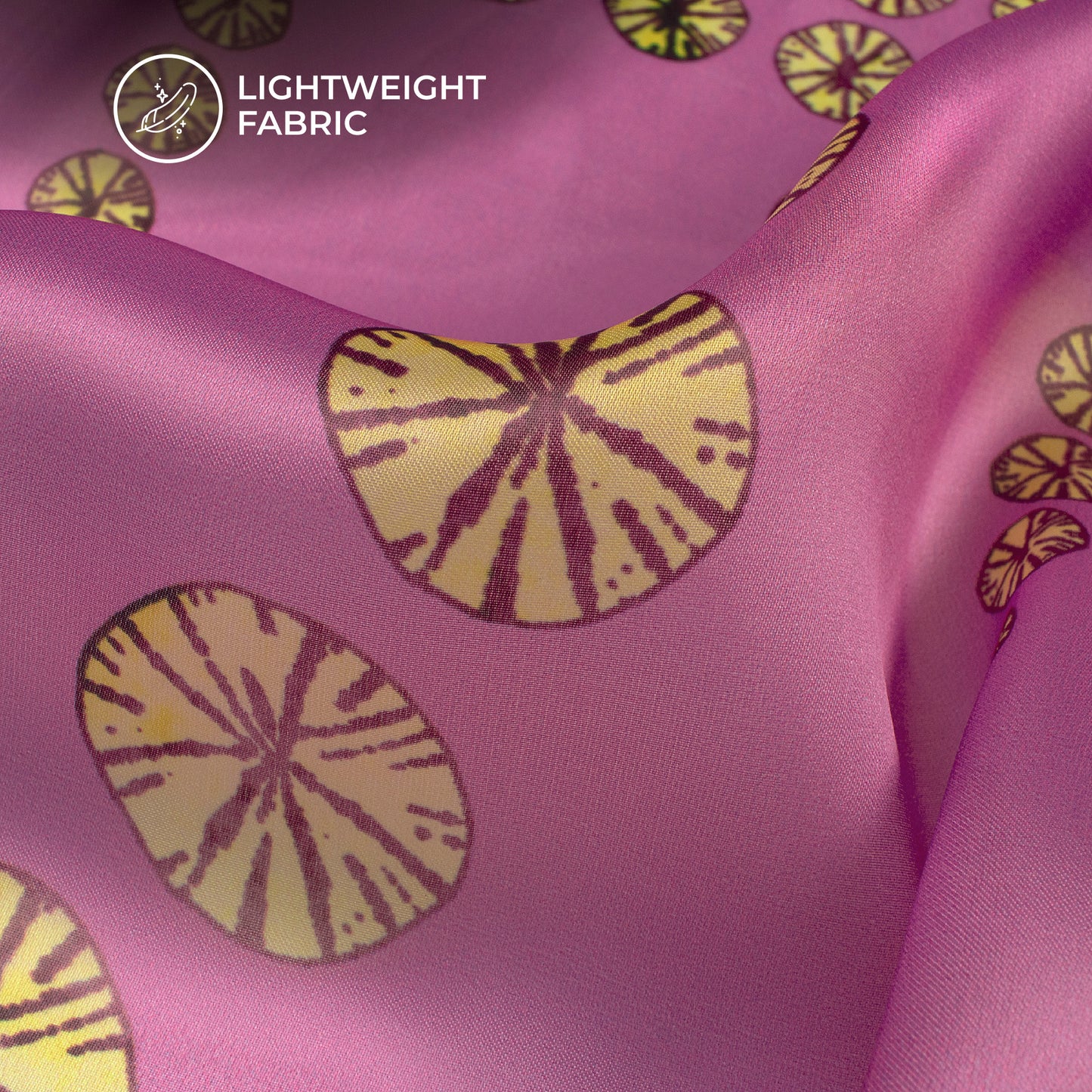 Fuscia Pink Geometric Digital Print Organza Satin Fabric