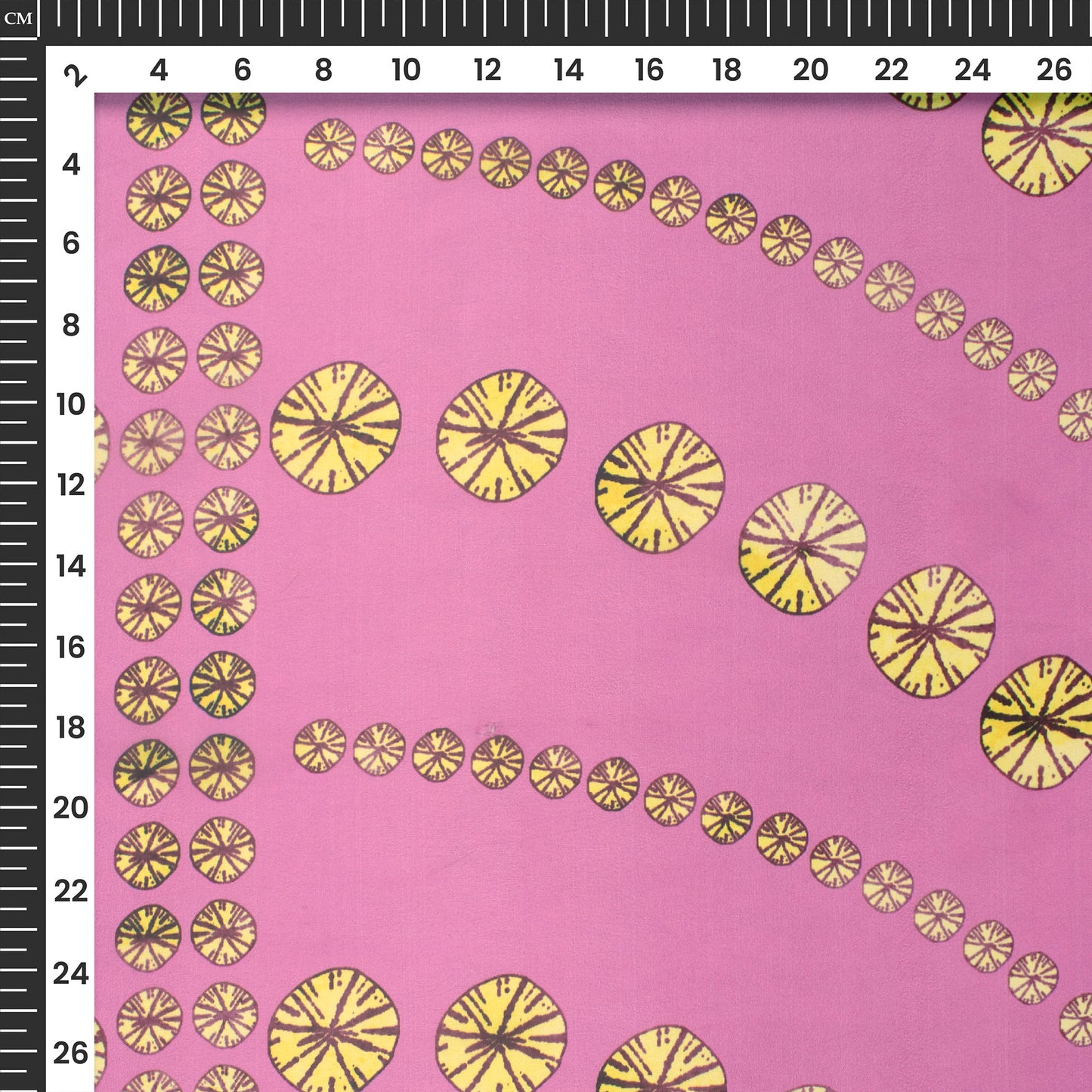 Fuscia Pink Geometric Digital Print Organza Satin Fabric