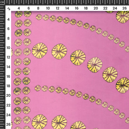 Fuscia Pink Geometric Digital Print Organza Satin Fabric