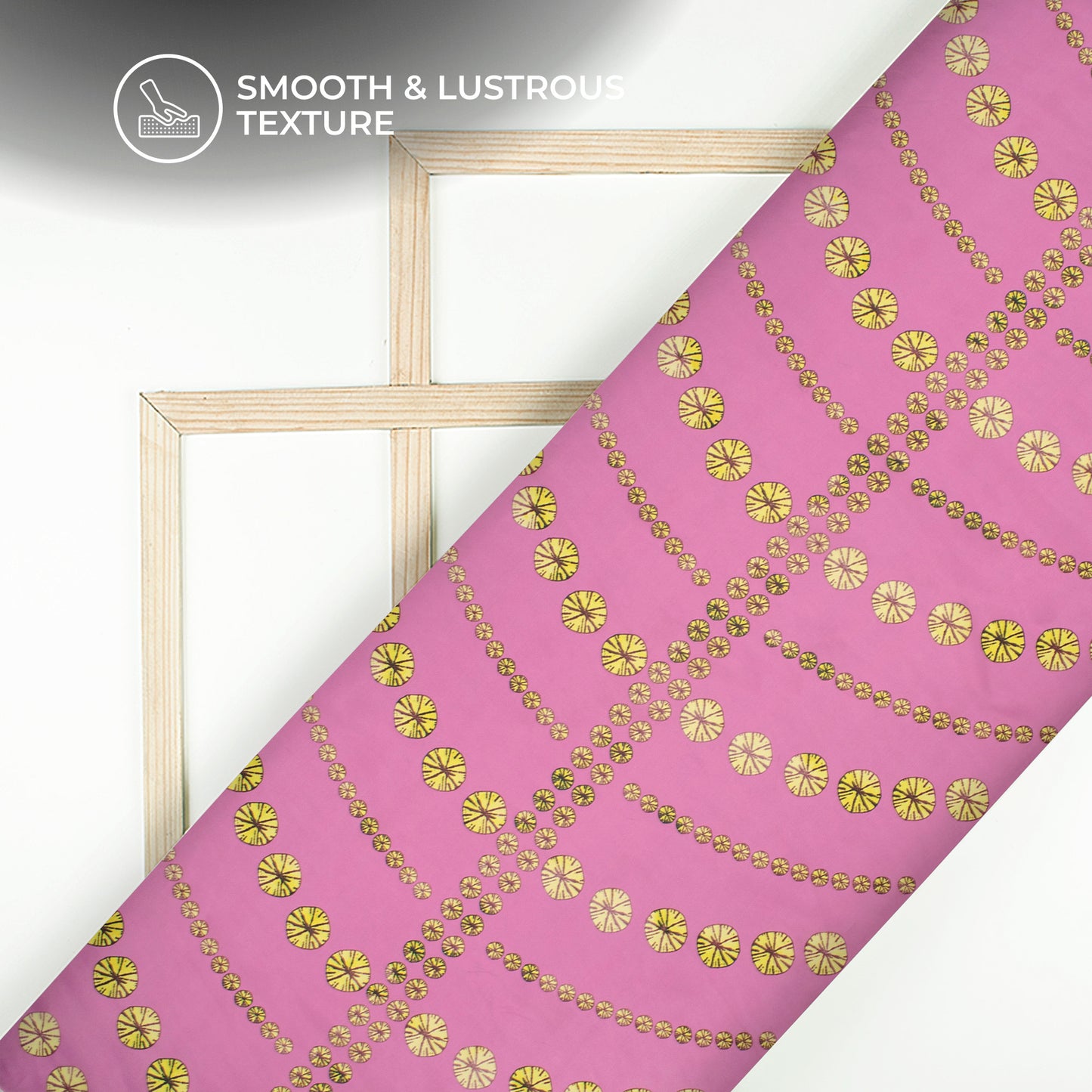 Fuscia Pink Geometric Digital Print Organza Satin Fabric