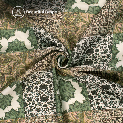 Vintage Pastoral Landscape Digital Print Imported Satin Fabric