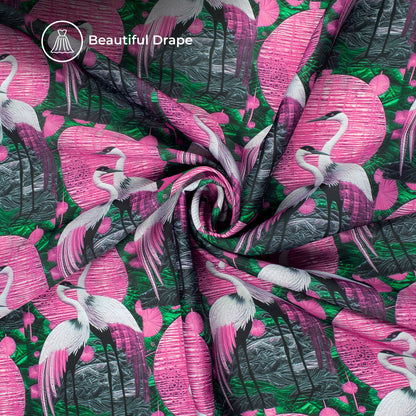 Blush Bloomscape Floral Digital Print Imported Satin Fabric