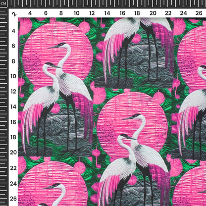 Blush Bloomscape Floral Digital Print Imported Satin Fabric