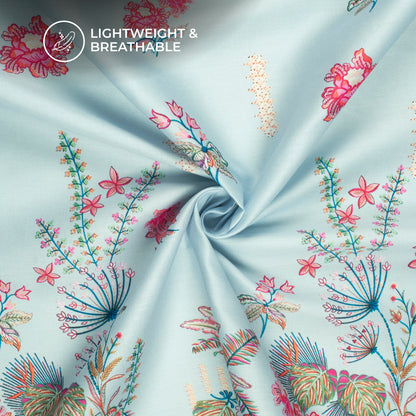 Vintage Daman Floral Digital Print Poly Glazed Cotton Fabric
