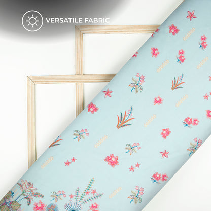Vintage Daman Floral Digital Print Poly Glazed Cotton Fabric