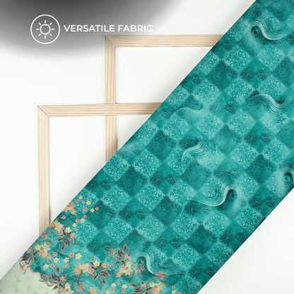 Ethnic Daman Floral Digital Print Poly Glazed Cotton Fabric