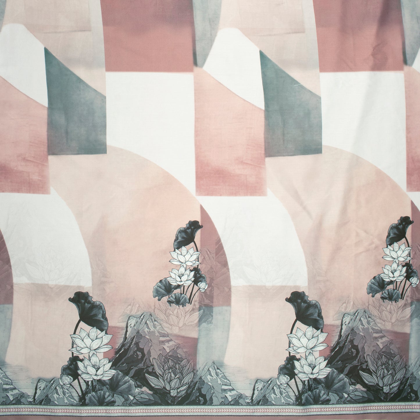 Floral Checks Digital Print Poly Glazed Cotton Fabric
