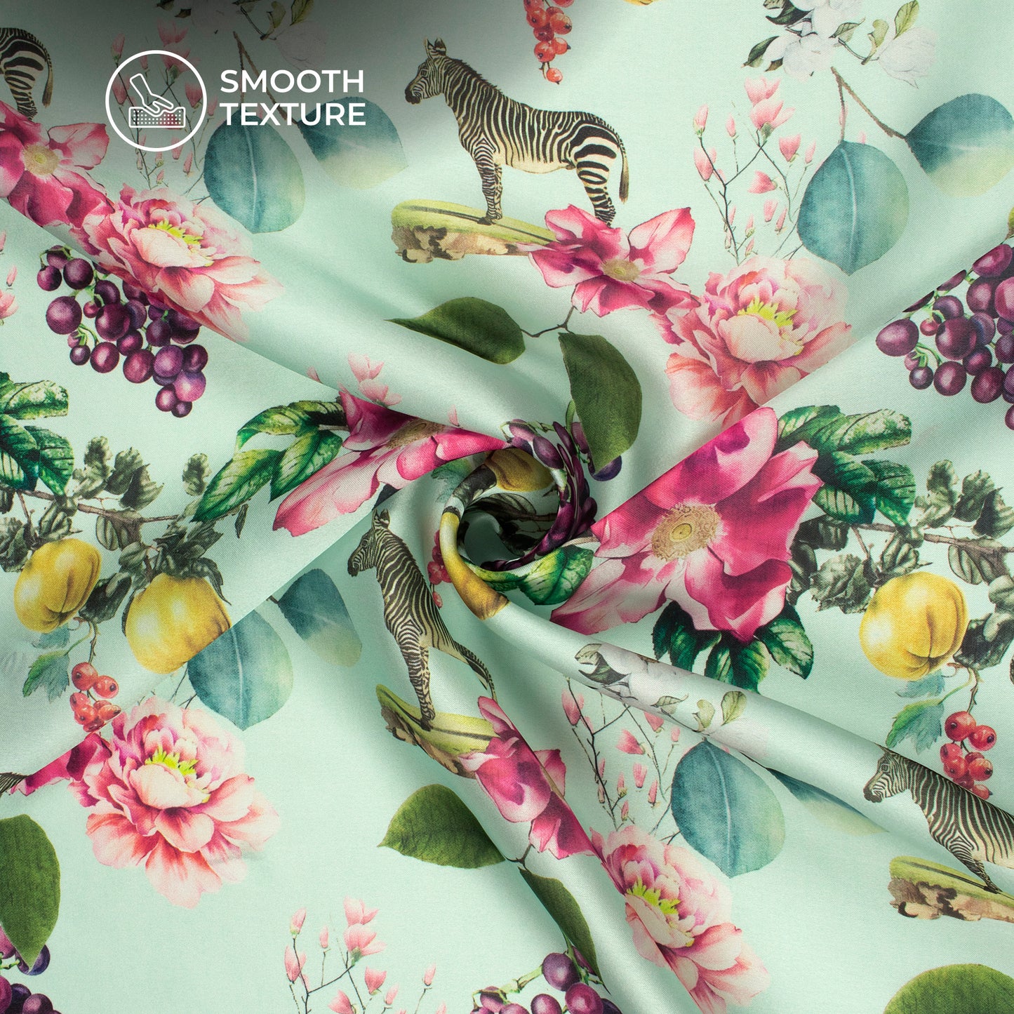 Blooming Floral Garden Digital Print Georgette Satin Fabric