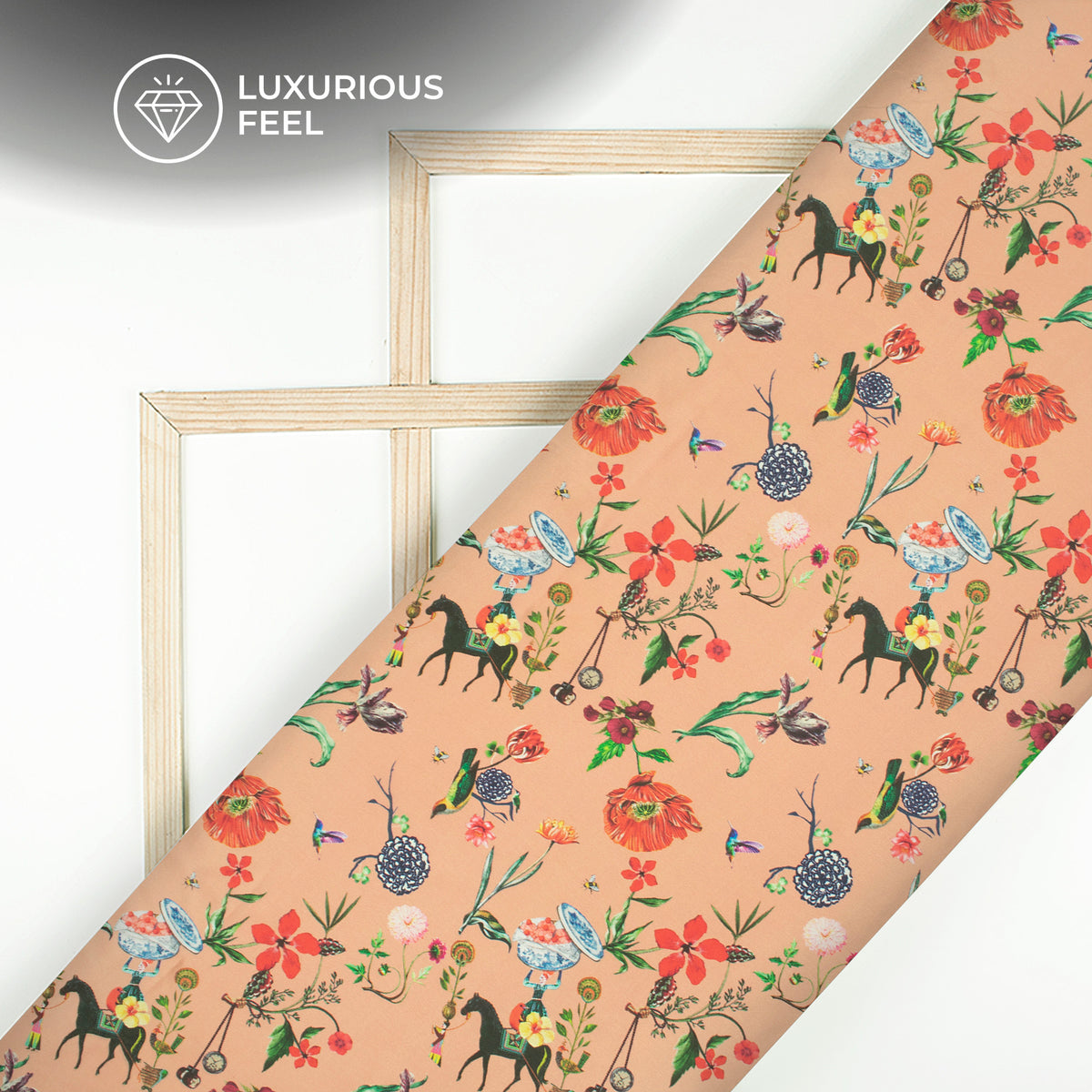 Quirky Floral Leaf Digital Print Georgette Satin Fabric