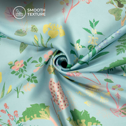 Vintage Floral Digital Print Georgette Satin Fabric