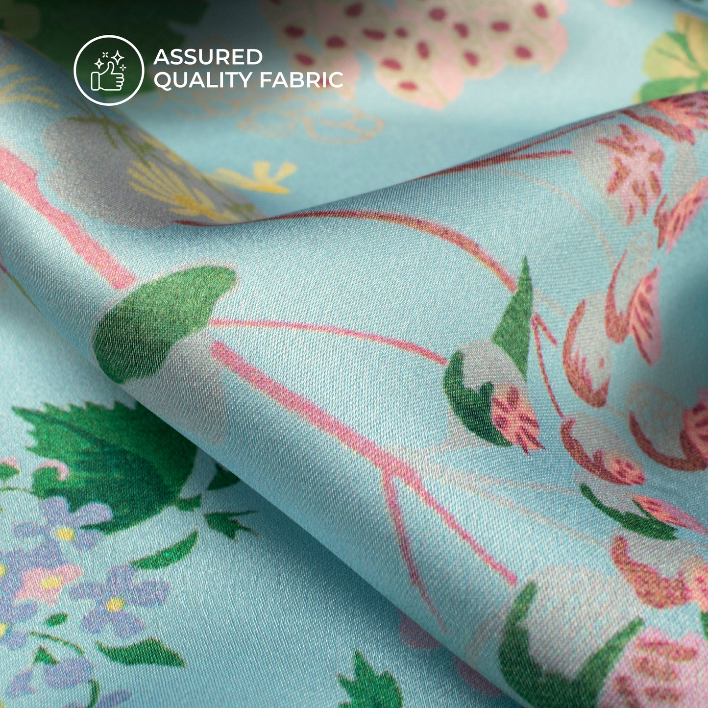 Vintage Floral Digital Print Georgette Satin Fabric