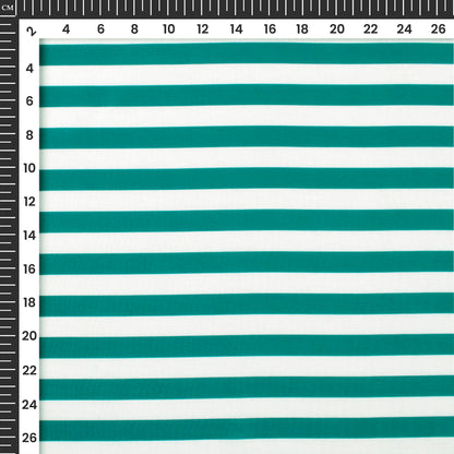 Pine Green Stripes Digital Print Muslin Fabric