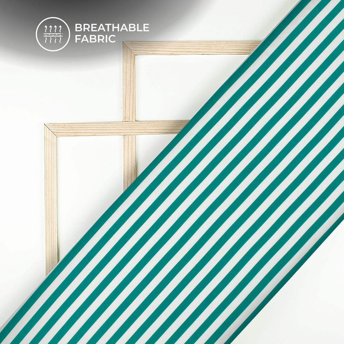 Pine Green Stripes Digital Print Muslin Fabric