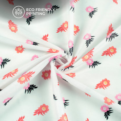 Blush Pink Floral Digital Print Muslin Fabric