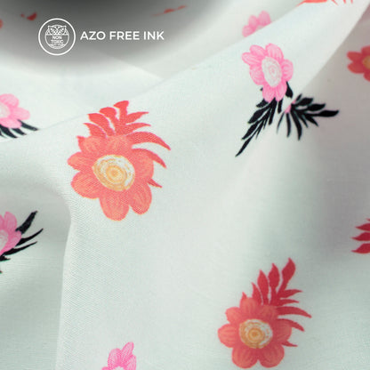 Blush Pink Floral Digital Print Muslin Fabric
